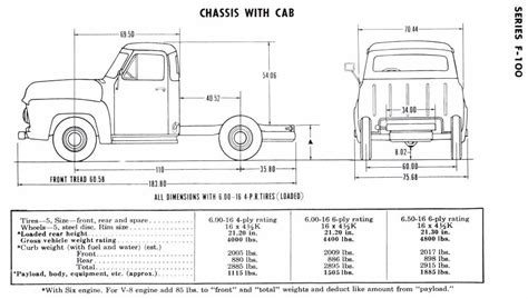 75 inches lower than the middle truck frame height. . 1953 ford f100 dimensions